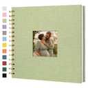 Hiwhy Scrapbook Photo Album Linen Cover, 8 x 8 Inch Hardcover Kraft White Pages Memory Book, for Travel Wedding Guest Book Christmas Baby Shower (20 Sheets/ 40 Pages,Grassgreen)