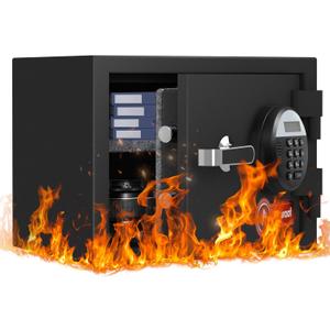 1.2 Cubic Feet Fireproof Safe Box, Fireproof Home Safe for Money, Jewelry, Documents and Valuables W/Digital Keypad, Alarm System, Removable Shelf, Home and Office Use Document Box