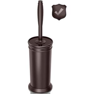 UPTRONIC Toilet Brush, Aluminum Alloy Toilet Brush and Holder Set with Extra Long Handle Durable Bristles Toilet Bowl Brush and Covered Holder for Toilet Scrubber for Bathroom Cleaning