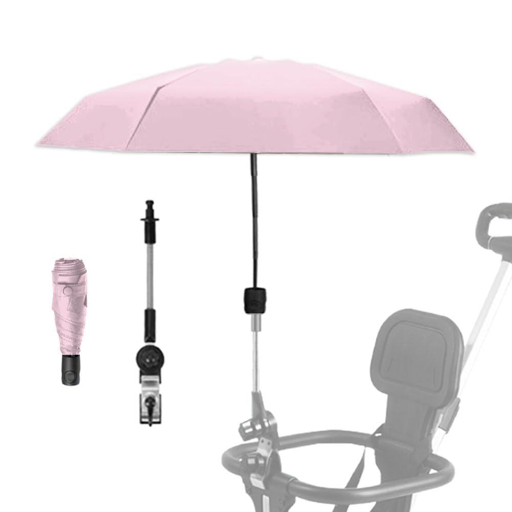 Adjustable Steering Angle, Clip-On All-Round Protection, Convenient and Lightweight, for Sun Protection Lightweight, Easy to Install, Stroller Umbrella, Baby Umbrella Stroller Accessory (Pink)