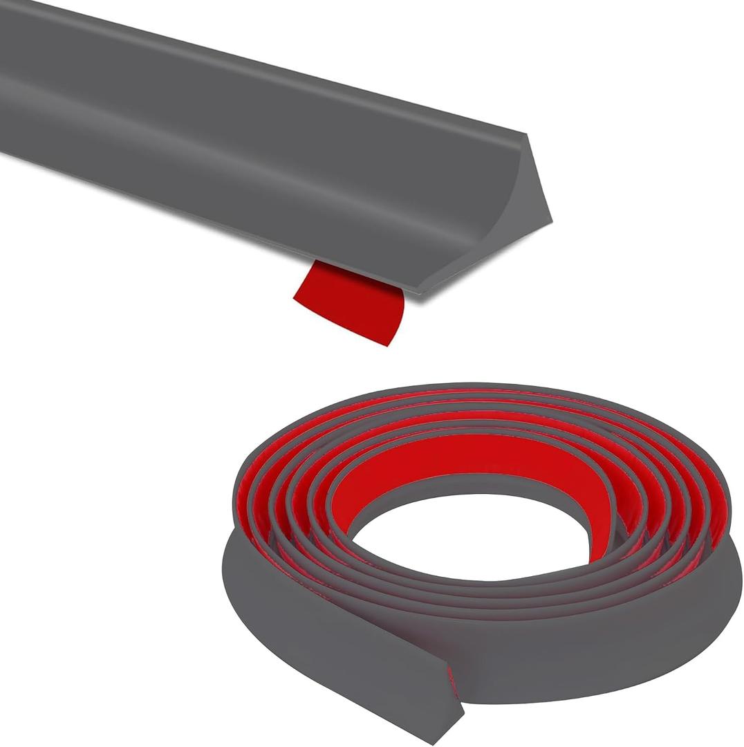 Shower Threshold Water Dam,Walk in Shower Water Guard, Shower Dam Water Barrier Bathroom Sink Splash for Dry And Wet Separation Caulk Seal Strip Edge Trim (98Inch, Gray)