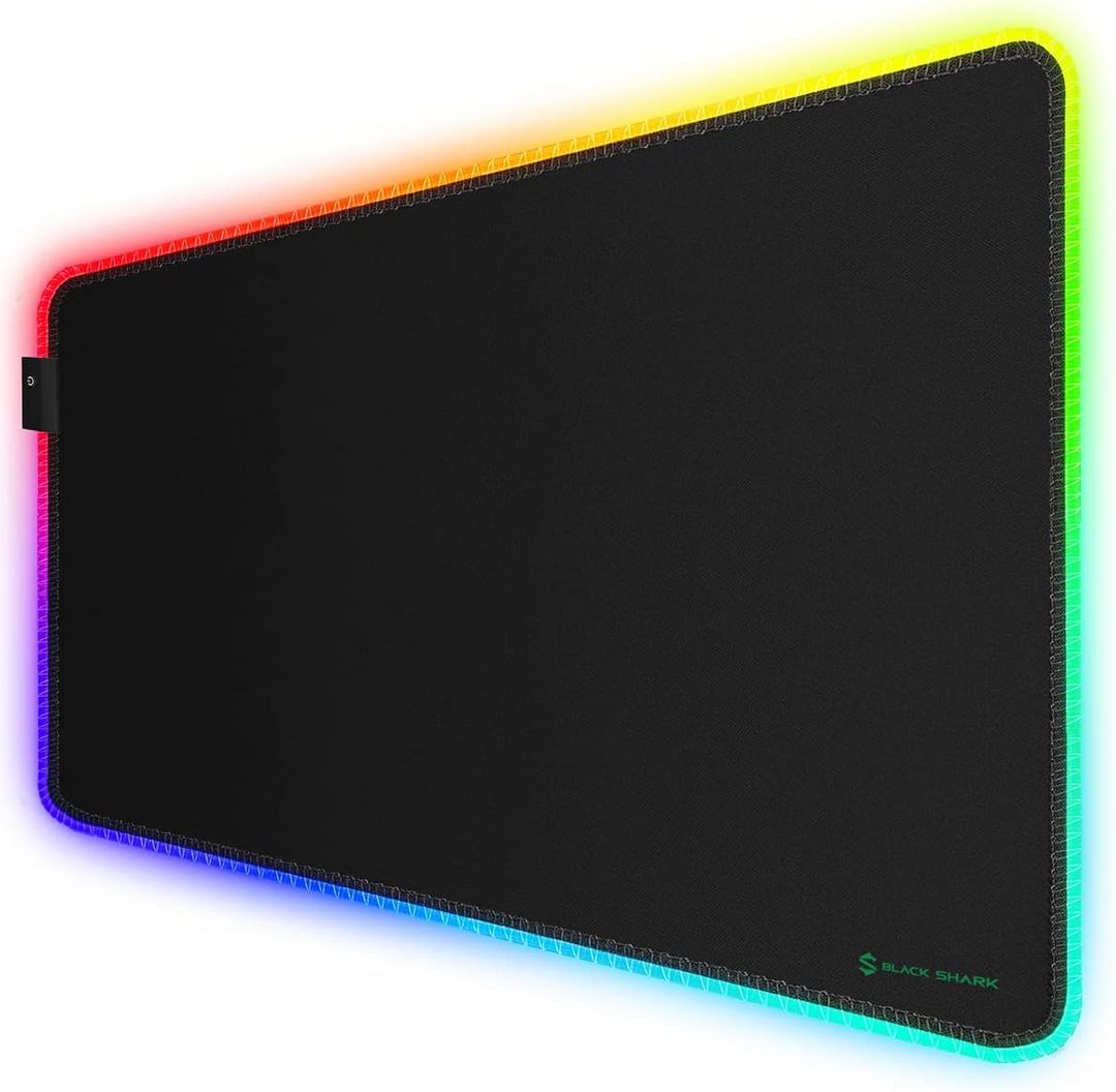 Black Shark RGB Mouse Pad 35.4"x15.75"x0.15" Extended Desk Mat with Smooth Surface and 11 Lighting Effects, Desk Pad with Anti-Fray Stitched Edges and Non-Slip Rubber Base, Gaming Mouse Pad Manta P7