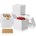 COTOPHER 5Pcs 6x6x6 Inches Mini Cake Boxes, Square Bakery Boxes with Window, Cake Containers for Pastries, Cookies, Chocolates, Cupcakes, Birthday Party Cake Decorating Supplies for Gift Giving