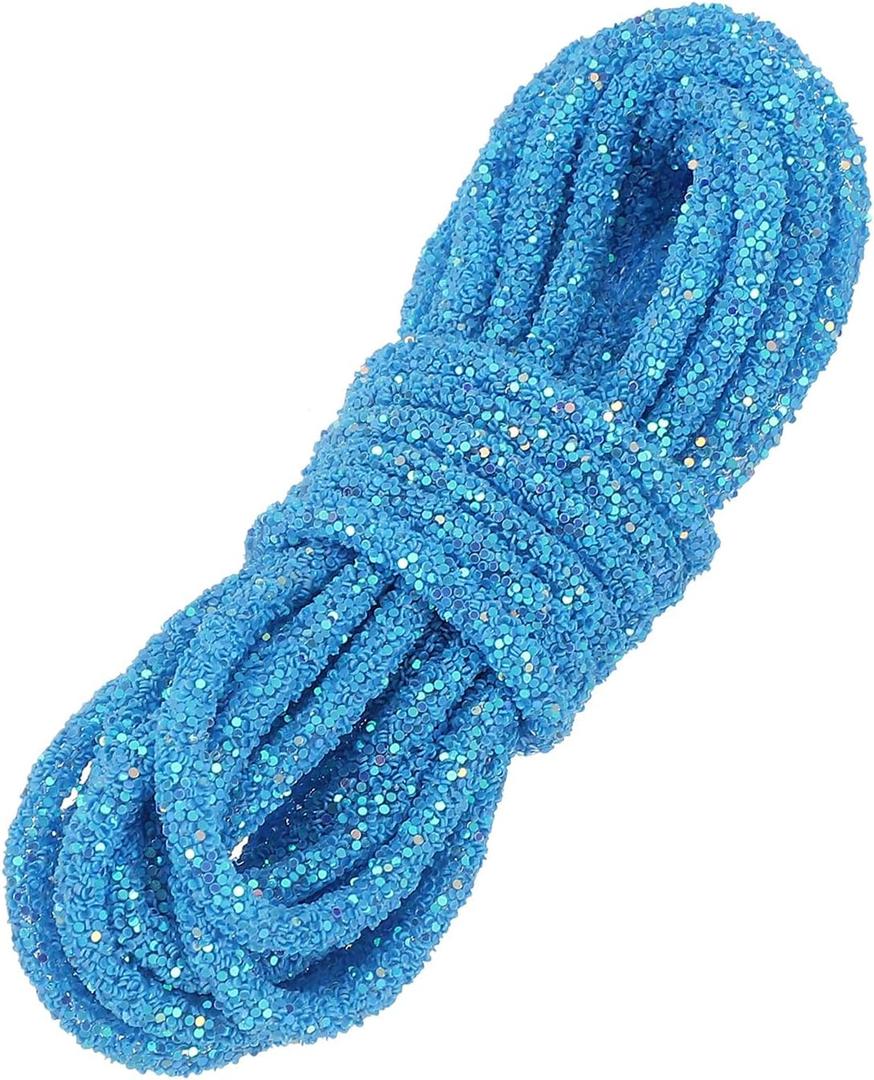PATIKIL Sequins Rope, 5.5 Yard 6mm Sequins Rhinestone Tube Cord for Wedding Dresses Earring Costume Clothing Shoes Jewelry DIY Crafts Making Accessory, Blue