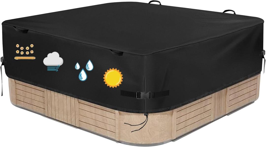 Outdoor Hot Tub Cover, Waterproof 9595 Inch Square Spa Covers, Hot Tub Protector Cover Replacement Weatherproof Protection Cap - 95''x95''x20''
