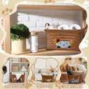 Boao 3 Pcs Dog Toy Wicker Storage Basket with Handle 15"x 11" x 7.9" Brown Handmade Rattan Woven Laundry Basket for Organizing Shelf Blanket Clothes Toy Car Bedroom Room Storage