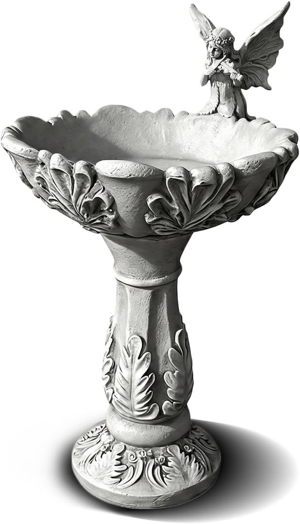 Angel Bird Bath for Outdoors, Garden Yard Patio Outdoor Bird Baths with Stable Base22.4in Decorative Birdbath, Durable Weather-Resistant Concrete Bird Bath Look,