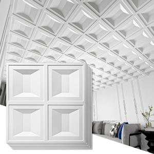 Art3d Drop Ceiling Tiles 24x24, 12 Sheets PVC Decorative Glue up Ceiling Panels 2x2, White