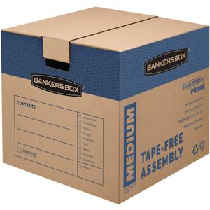 Bankers Box Medium Prime Moving Box 8 Pack, Reinforced Handles, Tape-Free Assembly, Attached Lid, 18-in x 15-in x 14-in (0062806)
