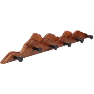 Wooden Mountain Wall Coat Rack, Brown, 23.5 Inches | Solid Wood, 6 Rustproof Hooks, Holds Heavy Coats, Backpacks, Hats, Perfect for Bedroom, Entryway, and Entrance
