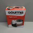 Gourmia Belgian Waffle Maker  Compact Design with Upright Storage, Adjustable Browning, and Easy-Clean Nonstick Ceramic Plates, Stainless Steel