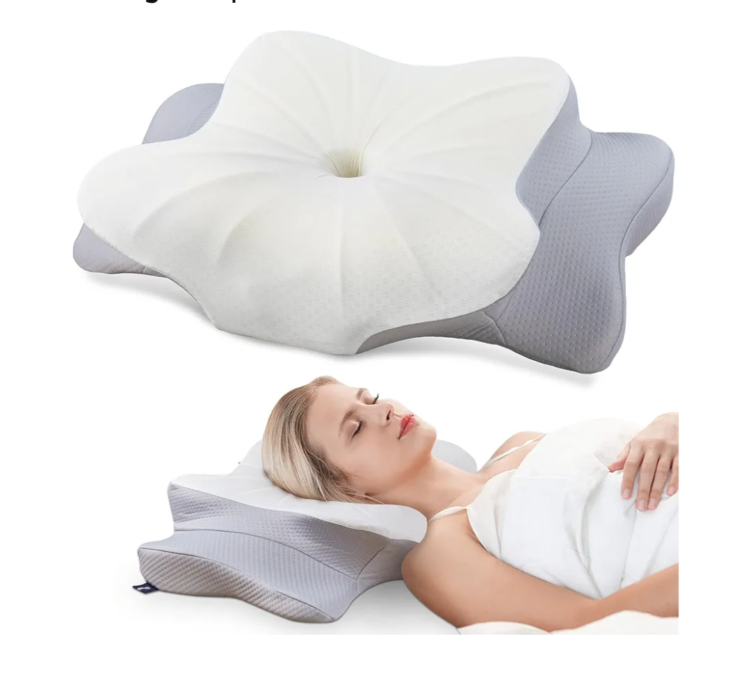 DONAMA Cervical Pillow for Neck and Shoulder,Contour Memory Foam Pillow,Ergonomic Neck Support Pillow for Side Back Stomach Sleepers with Pillowcase