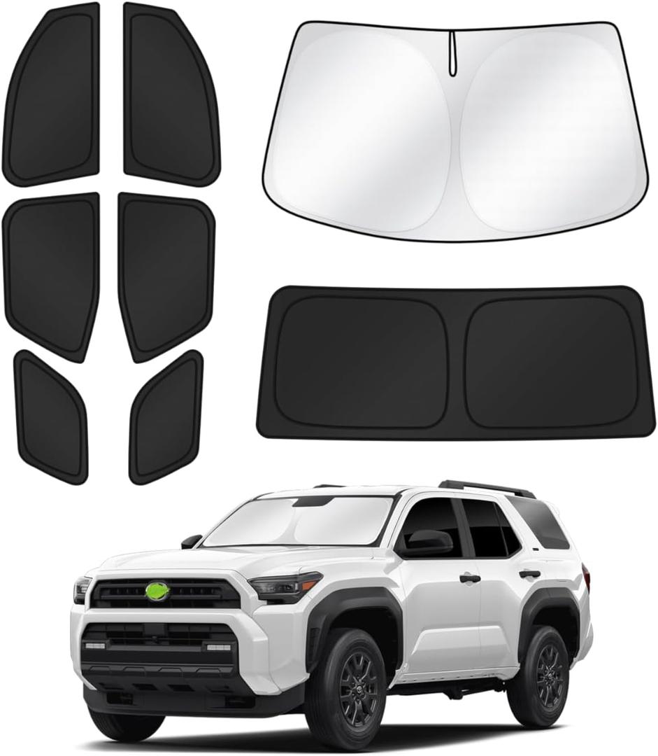 Canvcle Sunshades for 2025 2026 Toyota 4Runner Accessories Windshield Sun Shade Side Rear Window Shade Cover Sun Visor Shield Privacy Protection for Camping Keep Vehicle Cool Black 8PCS