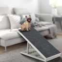Indoor Dog Ramp Bed for Small Medium Pets,Folding Collapsible Cat Ramp with Non-Slip Carpet, Adjustable Height Dog Ramp for Couch,Sofa,Chair(Grey)