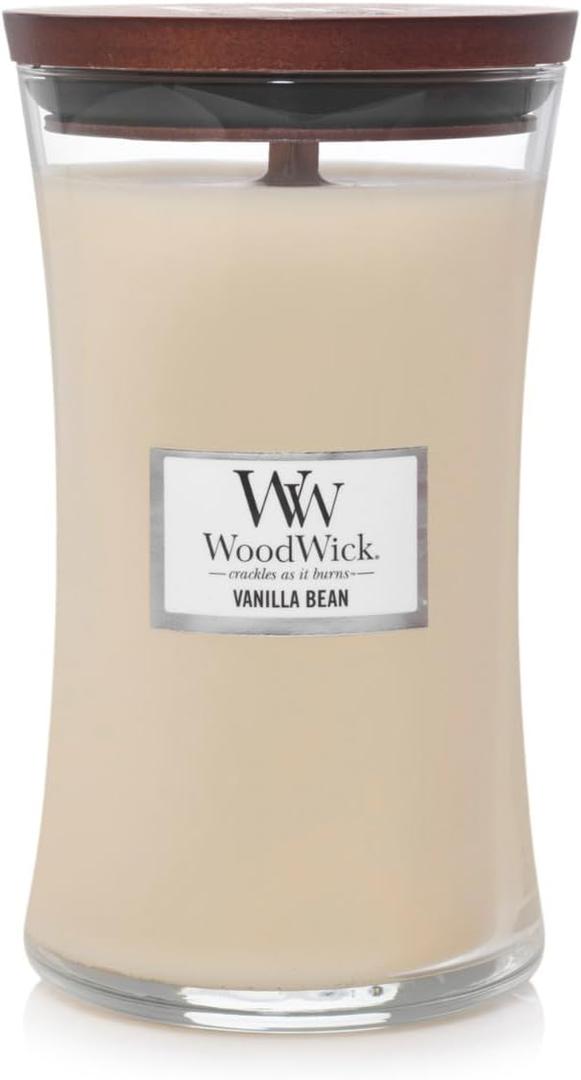 WoodWick Vanilla Bean Glass Jar Scented Candle, Large 22 oz.
