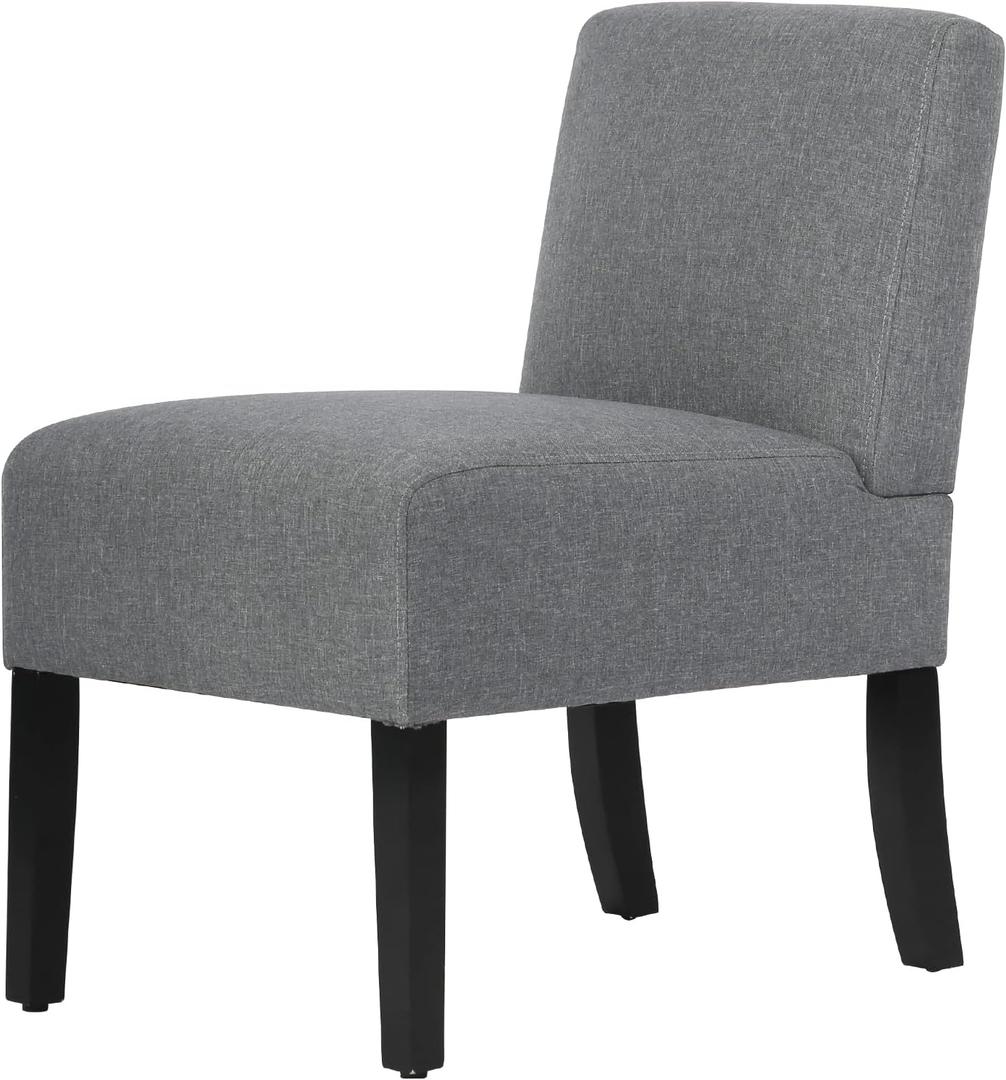 BestMassage Dining Chairs for Living Room Armless Chair Modern Design Fabric Armless Contemporary Accent Dining Chairs Sofa with Solid Wood Legs (Grey)