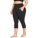 MOREFEEL Capri Plus Size Leggings for Women with Pockets-Stretchy XL-4XL Tummy Control High Waist Workout Black Yoga Pants
