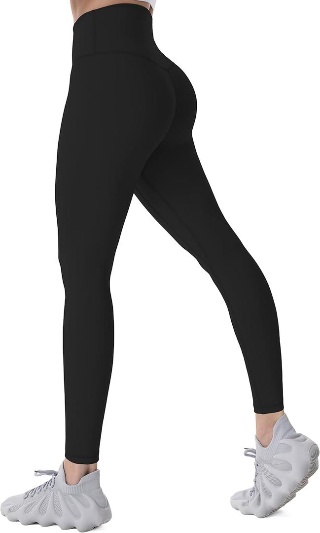 Sunzel Womens Workout Leggings with High Waist Tummy Control (Black, XL)