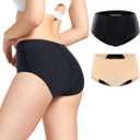 Carer Incontinence Underwear for Women 150ml High Absorbent Leak Proof Underwear for Women Washable Women's Incontinence Panties for Incontinence Bladder Leak 2 Pack Black/Beige XL