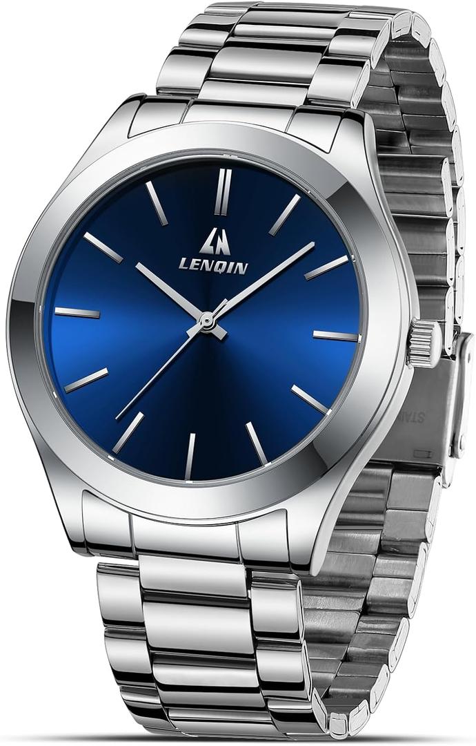 LN LENQIN Mens Watches Waterproof Stainless Steel Watch for Men Analog Quartz Fashion Business Designer Wristwatch