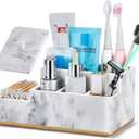 Toothbrush Holder for Bathroom, Bathroom Organizer Countertop Storage Bathroom Counter Sink Organizer, Electric Toothbrush and Toothpaste Holder, Marble Color