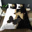 AILONEN Butterfly Duvet Cover Set King Size, Black & White Comforter Cover Set for Kids Girls,Diamond Butterflies Gold Luxury Bedding Sets for Women Room Decor, 1 Quilt Cover and 2 Pillowcases,3PCS