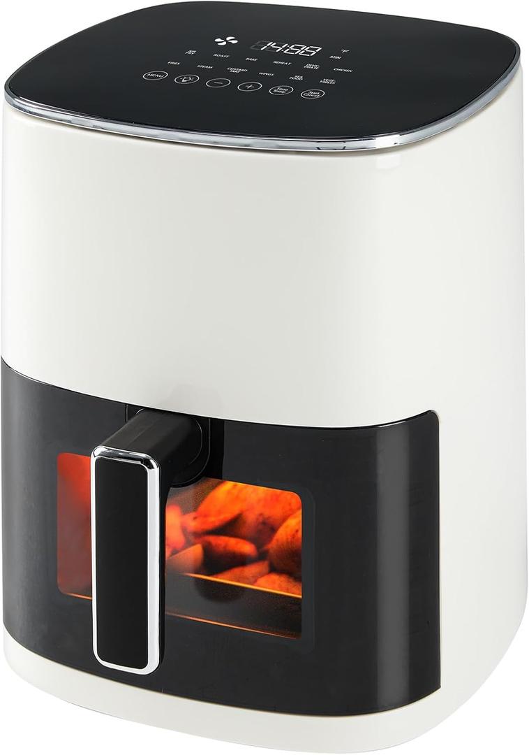 OLIXIS Air Fryer 6 Quart with Window Square Air Fryer 12-in-1 Air Fry, Roast, Reheat, Dehydrate, Bake, Steam, Fries, Custard, Chicken, Wings, Sea Food, Vegetabels,400F Beige OLIXIS Air Fryer 6 Quart with Window Square Air Fryer 12-in-1 Air Fry, Roast, Reheat, Dehydrate, Bake, Steam, Fries, Custard, Chicken, Wings, Sea Food, Vegetabels,400F Beige