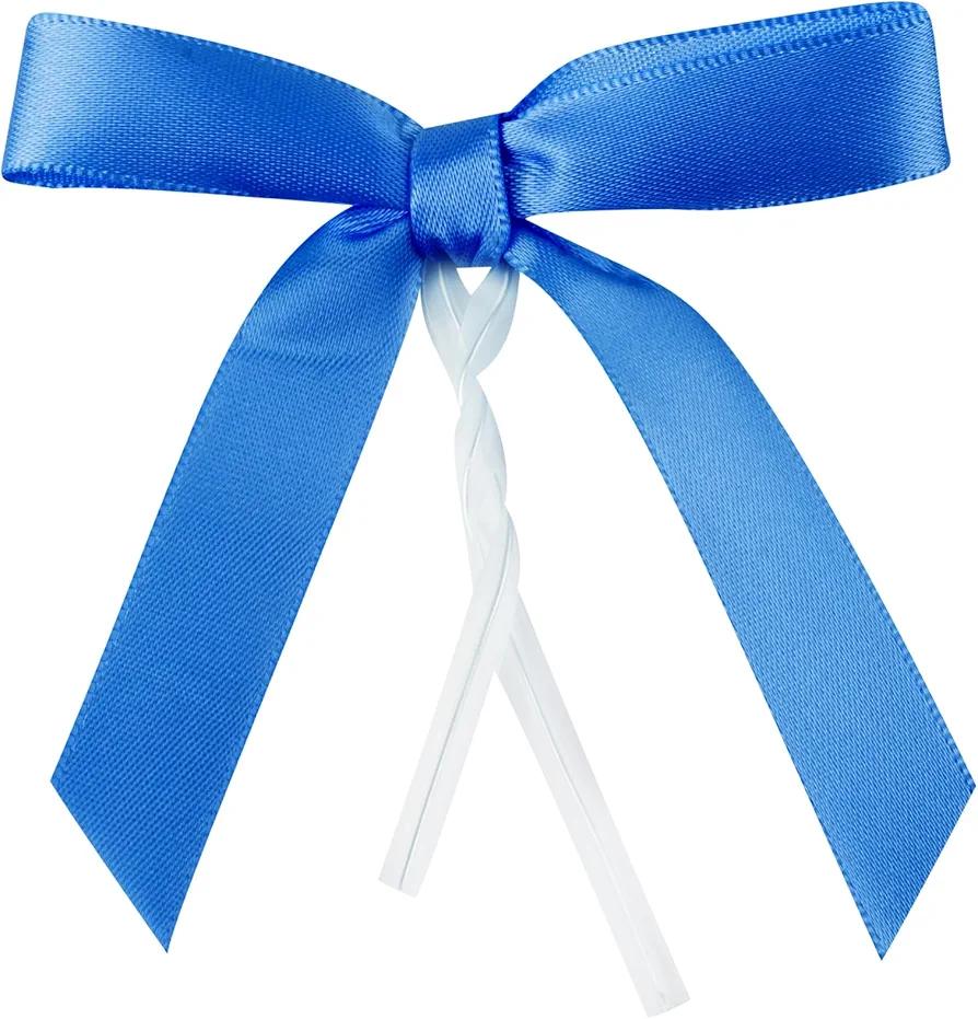 Restaurantware - Gift Tek 3 x 2.5 Inch Satin Ribbon Bows, 4000 Twist Tie Bows - Pre-Tied, Vibrant, Royal Blue Polyester Gift Wrapping Bows, For Treat Bags, Crafts, Packages, Decoration- Restaurantware