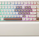 YUNZII B87 Wireless Mechanical Keyboard,QMK/VIA Programmable,TKL Layout 87 Keys,BT/2.4G/USB-C,Hot Swap Gasket Mount RGB Backlit Gaming with Wrist Rest for Win/Mac (Brown Heart, Milk V2)