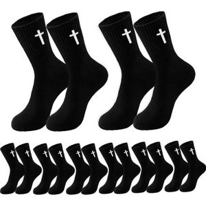 8 pair Christian cross socks prayer stockings suitable for husband, wife, family, birthday Christmas Easter gift