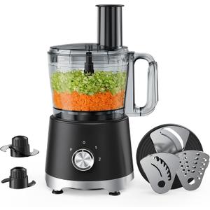 NEWBULIG 10.5 Cups Food Processor, Versatile Food processors with 5 Blades, 600W Powerful Meat Grinder for Slicing, Shredding, Chopping, Kneading, Dishwasher Safe, for Meat, Vegetables, Fruit, Dough (Black)