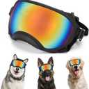 Large Dog Sunglasses, UV Protection Pet Goggles with Adjustable Strap for Large and Medium Dogs (Black Frame&Red Lens)