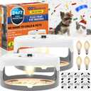 2 Pack Flea Traps for Inside Your Home, Indoor Flea Light, Bed Bug Killer with 8 Sticky Pads & 4 Light Bulb, Odorless Natural Insect Infestation Treatment Trap for Kid Pet (White Grey)