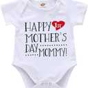 XFGLCK Newborn Infant Baby Boys Girls Mother's Day Outfit Short Sleeve Romper Bodysuit Onesie (3-6 Months)