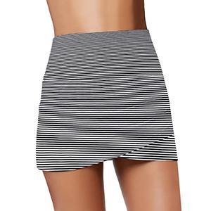 GRAPENT Women's Striped High Waist Tulip Hem Shirring Swim Skirt Bathing Suit Swimwear Swimsuit Bikini Bottom Size Small US 4-6 (L)
