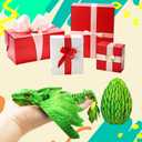 Dynamic 3d Printed Dragon Eggs with Dragon Inside3D Fidget Dragon with Wings Movable, Feathered Wyvern Dragon,Full Articulated Crystal Flying Fidget Dragon , 3D Printed Archaeopteryx Bird Animals Toy (Laser Yellow Green)