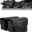 KEMIMOTO Motorcycle Saddlebags with/Turn signal Moving Backwards 24L Saddle Bags Motorcycle PU Leather Luggage Bags Compatible with Softail Sportster Dyna Models