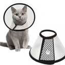 Depets Adjustable Recovery Pet Cone E-Collar for Cats Puppy Rabbit, Plastic Elizabeth Protective Collar Wound Healing Practical Neck Cover, Neck Girth 8.1 in