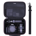 L LTGEM Camera Case Compatible with Canon EOS Rebel T7/R50/R6 Mark II/R100/R50 V/T6/R8/R10/R5 Mark II/RP/R7/5D Mark IV/SL3/R5/T100 DSLR SLR Camera, Len and Tripod with 4 Dividers and Shoulder Strap, Black