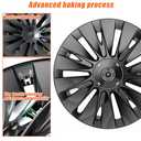 Wheel Covers 19 Inch Hubcaps for Tesla Model Y 2019-2024 Hubcaps Rims Wheel Covers Replacement Accessories Compatible with Tesla Model Y Matte Black Includes Center Logo Caps (4 Pack)