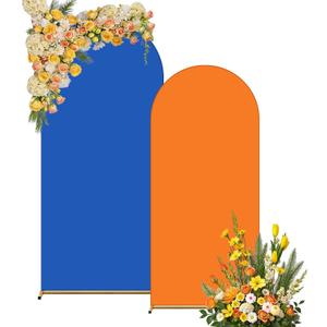 Arch Backdrop Cover Set of 2 (6FT/7.2FT) Double Color Graduation Birthday Party Arch Cover Decorations Spandex Fitted Chiara Arch Backdrop Covers for Wedding Baby Shower Bridal Shower (Orange + Blue)