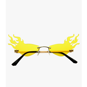 zeroUV Flaming Fire Color Tinted Lens Oval Rimless Flames Sunglasses