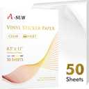 A-SUB Clear Sticker Paper for Inkjet Printers, Waterproof Translucent Printable Vinyl Sticker Paper - 50 Sheets 8.5x11 Inch Glossy Clear Label Paper for Custom Decals