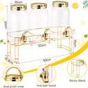 Tanlade 3 Pcs Plastic Drink Dispenser with Stand Beverage Dispenser with Sturdy Metal Base Juice Dispensers for Parties Lemonade Jar Spigot for Weddings Countertop, Each 1 Gallon(Gold)