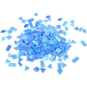 Lanyani 200pcs Glass Mosaic Tiles - Mixed Colorful Shapes: Square, Rectangle, Diamond, Triangle - Ocean Blue