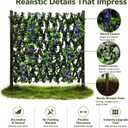 86 York Expandable Wooden Privacy Fence with Artificial Flowers & Greenery, In-Ground Decorative Outdoor Privacy Screen to Hide AC Units & Trash Cans, Garden & Yard Decor Panel