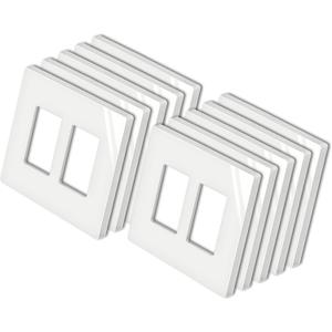 BESTTEN [10 Pack] 2 Gang Screwless Decorative Outlet Cover, Mid-Size Wall Plate, H4.88" x W4.93", Faceplate Cover for Decorator Receptacle Outlet & Switch, USWP4 Glossy Off White