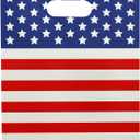 Choice Marts Memorial Day Bags Bulk, 100 Count USA Flag 9" x 12", Plastic Merchandise with Handles, 1.5 Mil Thick Patriotic Goodie Bags