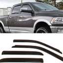 in-Channel Style Smoke Window Sun Rain Visor Vent Guard Deflector Shade Compatible with Dodge Ram 1500 2500 Crew Cab 2010-2018
