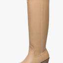 festooning Women's Knee High Boots Pointed Toe Inner Zipper Western Cowboy Boots Pull On Chunky Heel Wide Calf Tall Boots for Ladies Size 9.5